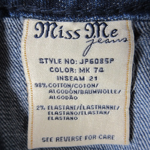 MISS ME Embellished Denim Jean Capris Sz 29 Blue Distressed Flap Pockets JP6085P - Picture 8 of 16